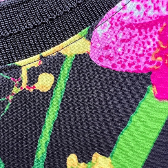 G.I.L.I. Floral Slit Tropical Black Pink Maxi Shift Dress Women’s XL - Picture 10 of 13